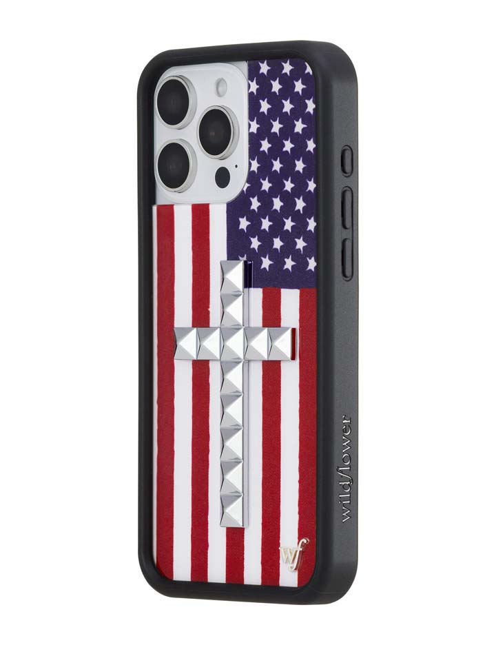 Stud Cross American Flag iPhone Case