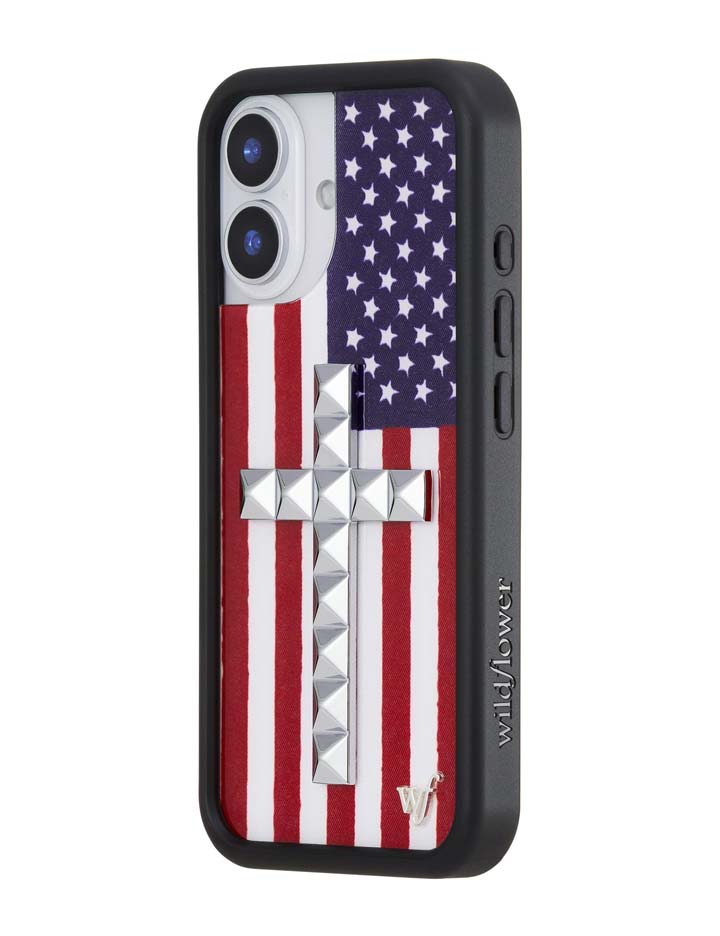 Stud Cross American Flag iPhone Case