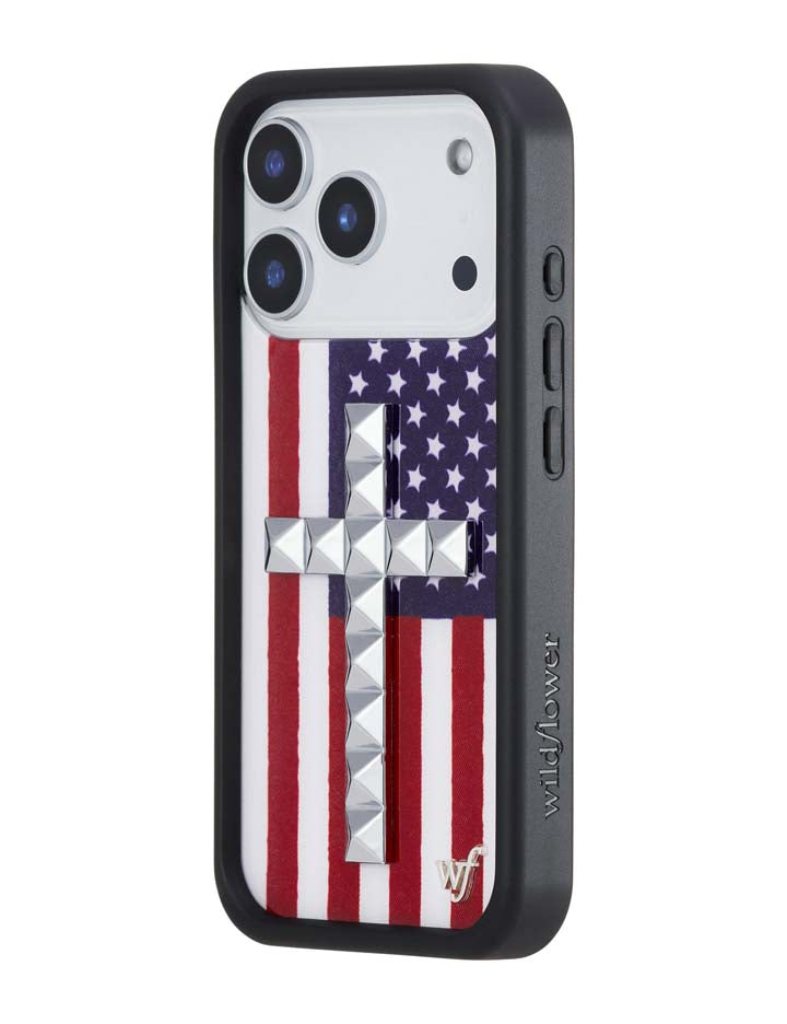 Stud Cross American Flag iPhone Case