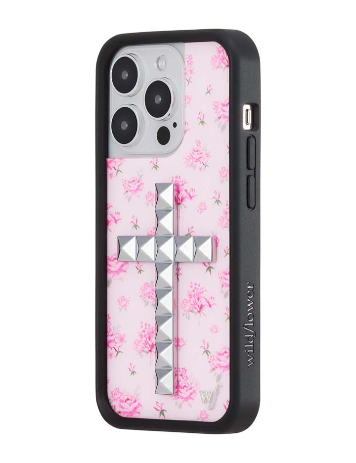 Stud Cross Forget Me Not Floral | Pink iPhone Case