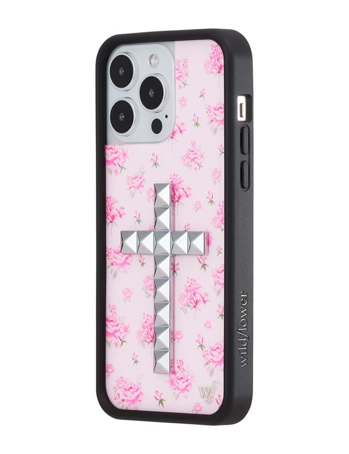 Stud Cross Forget Me Not Floral | Pink iPhone Case