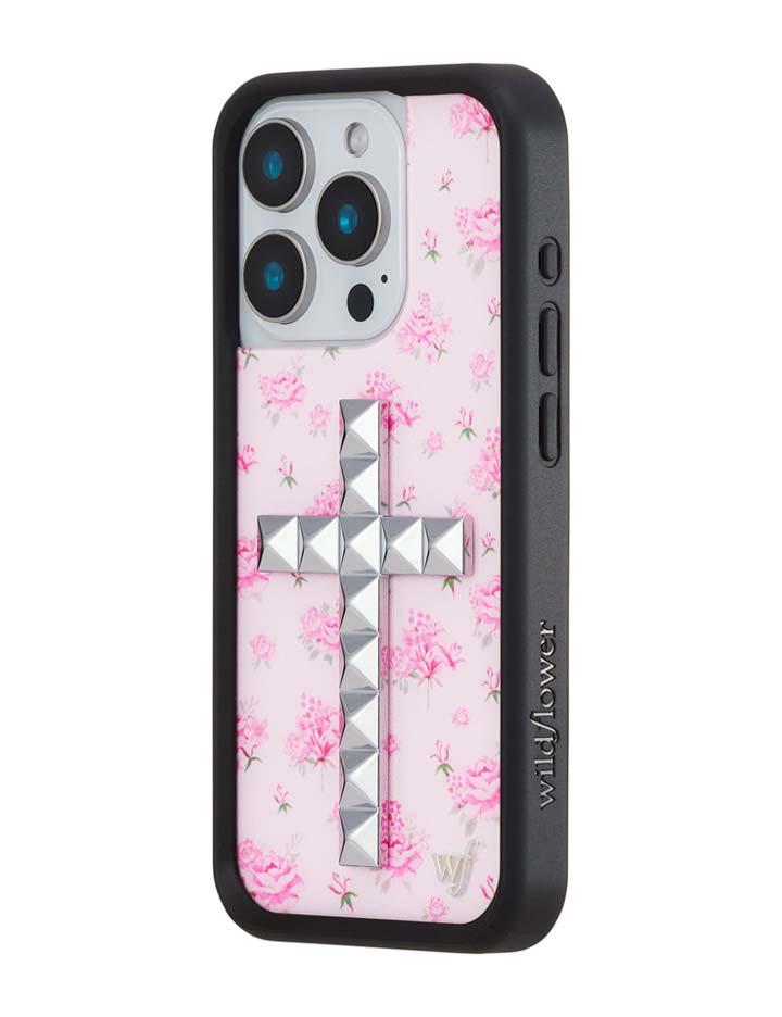 Stud Cross Forget Me Not Floral | Pink iPhone Case