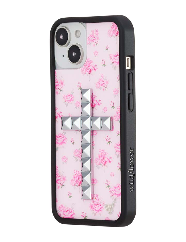 Stud Cross Forget Me Not Floral | Pink iPhone Case