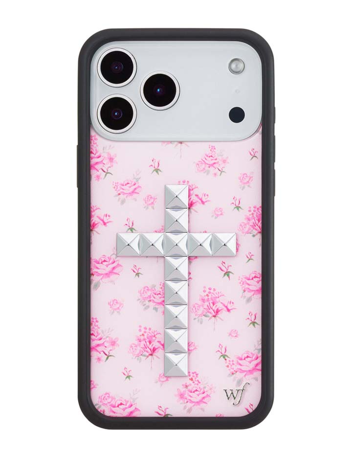 Stud Cross Forget Me Not Floral | Pink iPhone Case