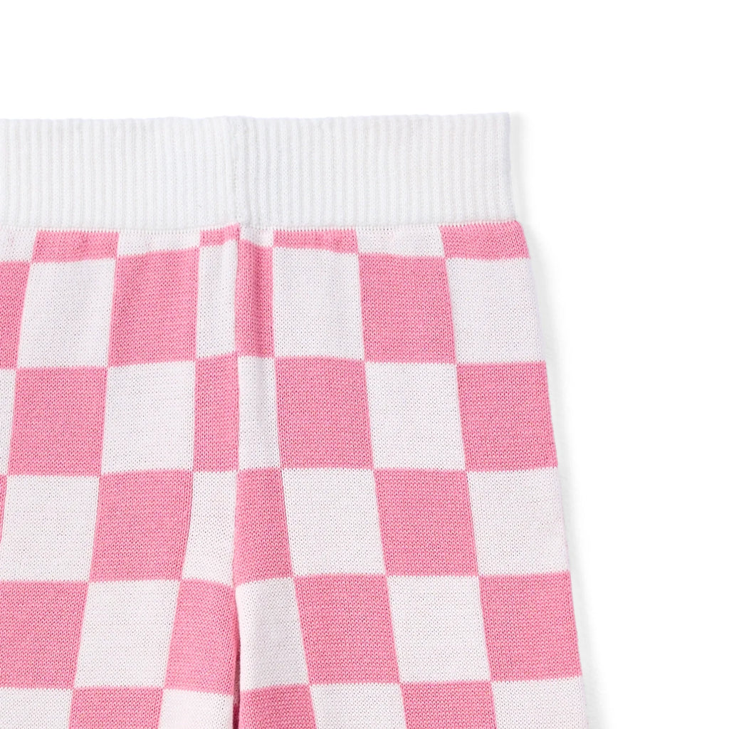 Pink Checker Knit Jogger Pants