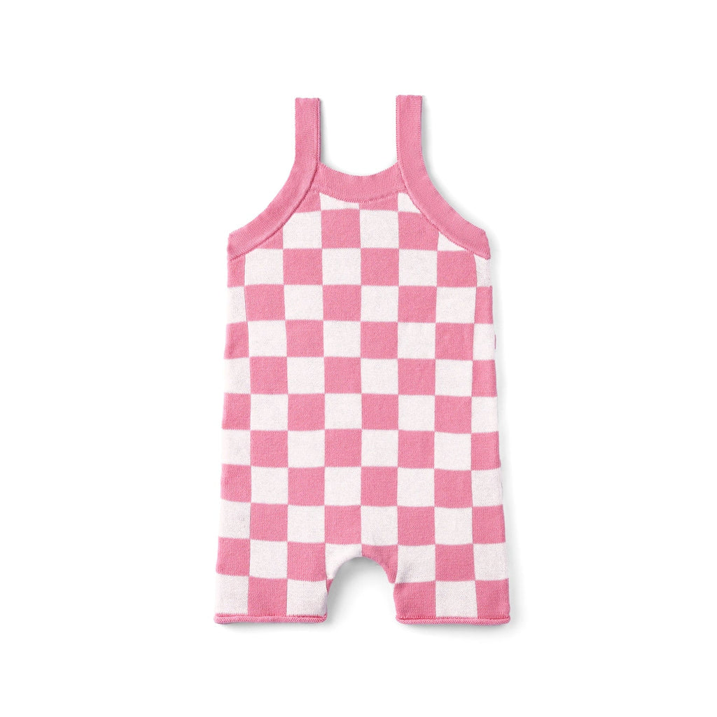 Pink Checker Baby Knit Playsuit