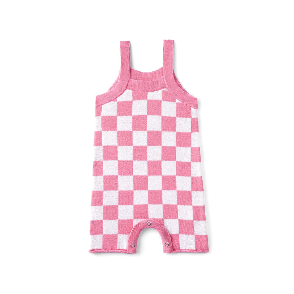 Pink Checker Baby Knit Playsuit