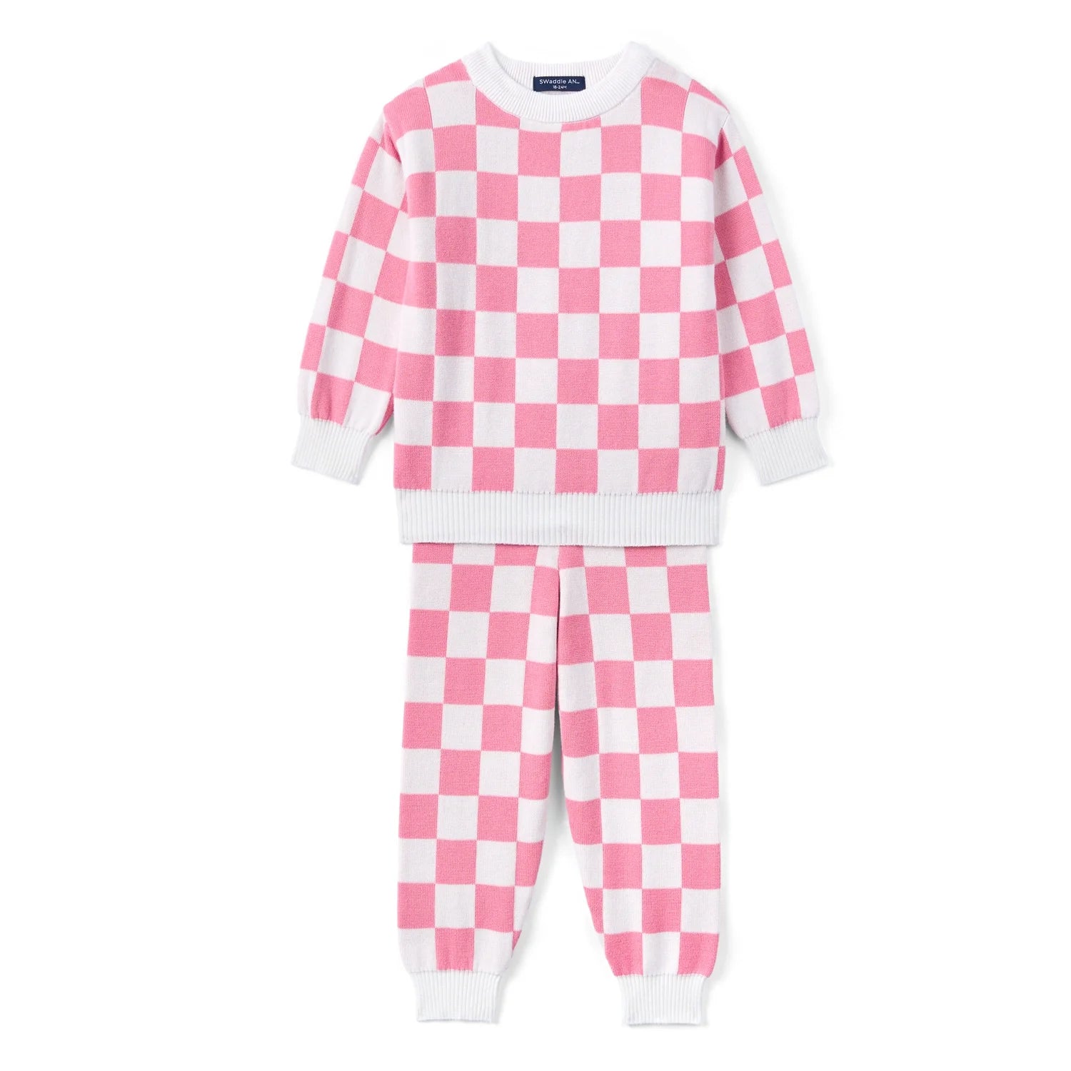 Pink Checker Knit Jogger Pants