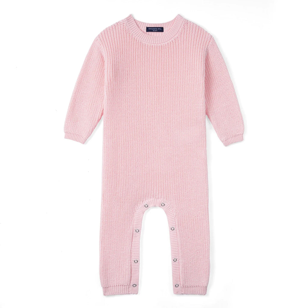 Baby Knit Romper Snap Closure in Pink