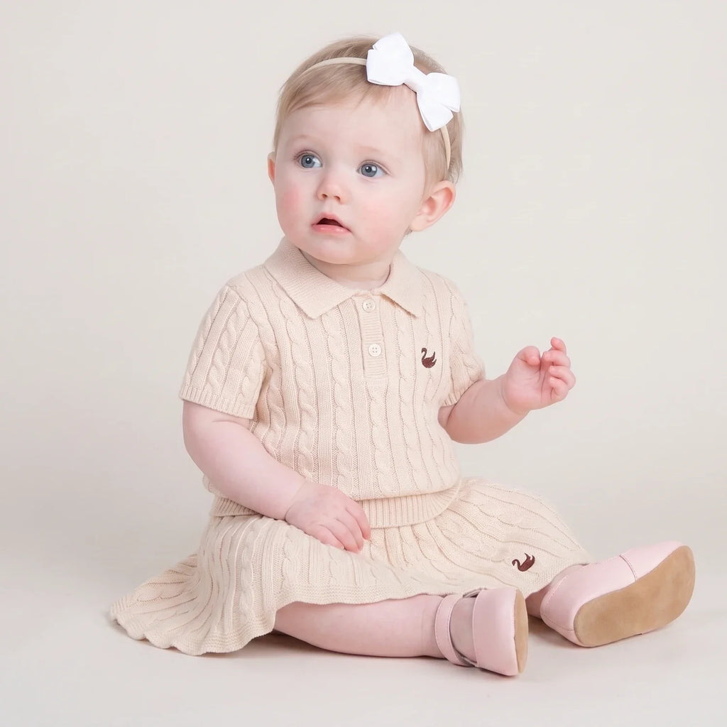 Cable Knit Skirts in Beige
