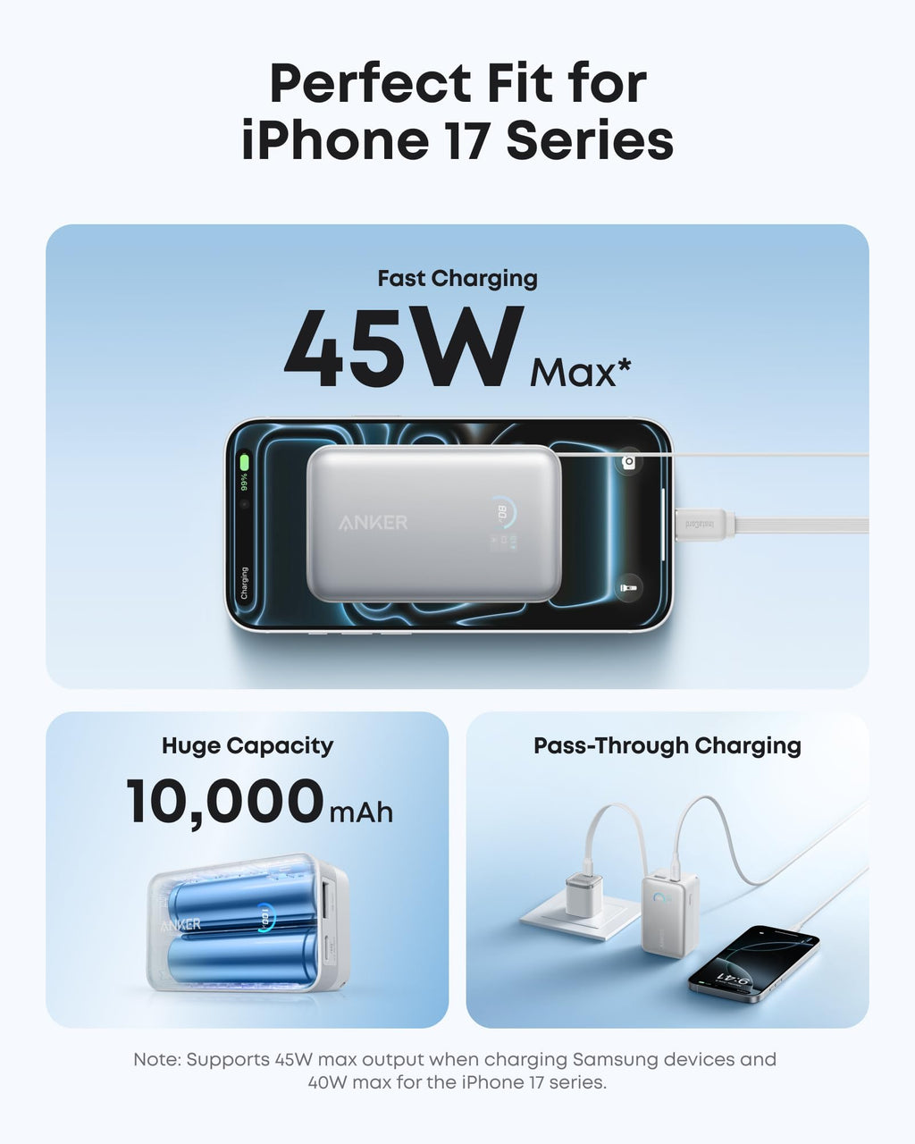 Batería externa Anker Nano (10K, 45W, cable USB-C retráctil integrado)
