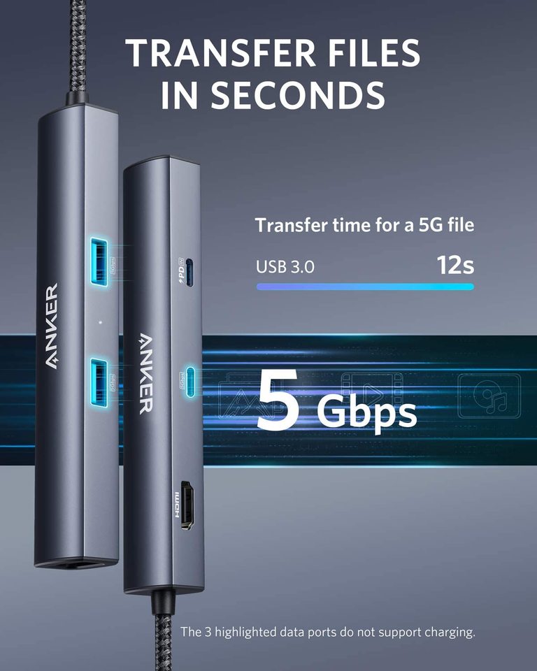 Anker <b>543</b> Hub USB-C (6 en 1, delgado)