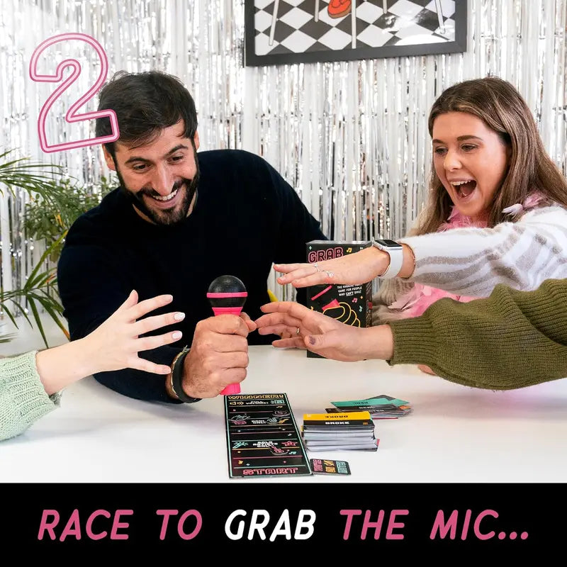 Grab The Mic – Ultimate Karaoke Party Game for Non-Singers | 125 Cards & Foam Mic Fun