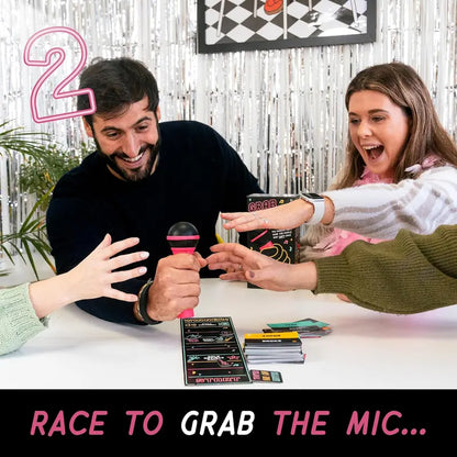 Grab The Mic – Ultimate Karaoke Party Game for Non-Singers | 125 Cards & Foam Mic Fun
