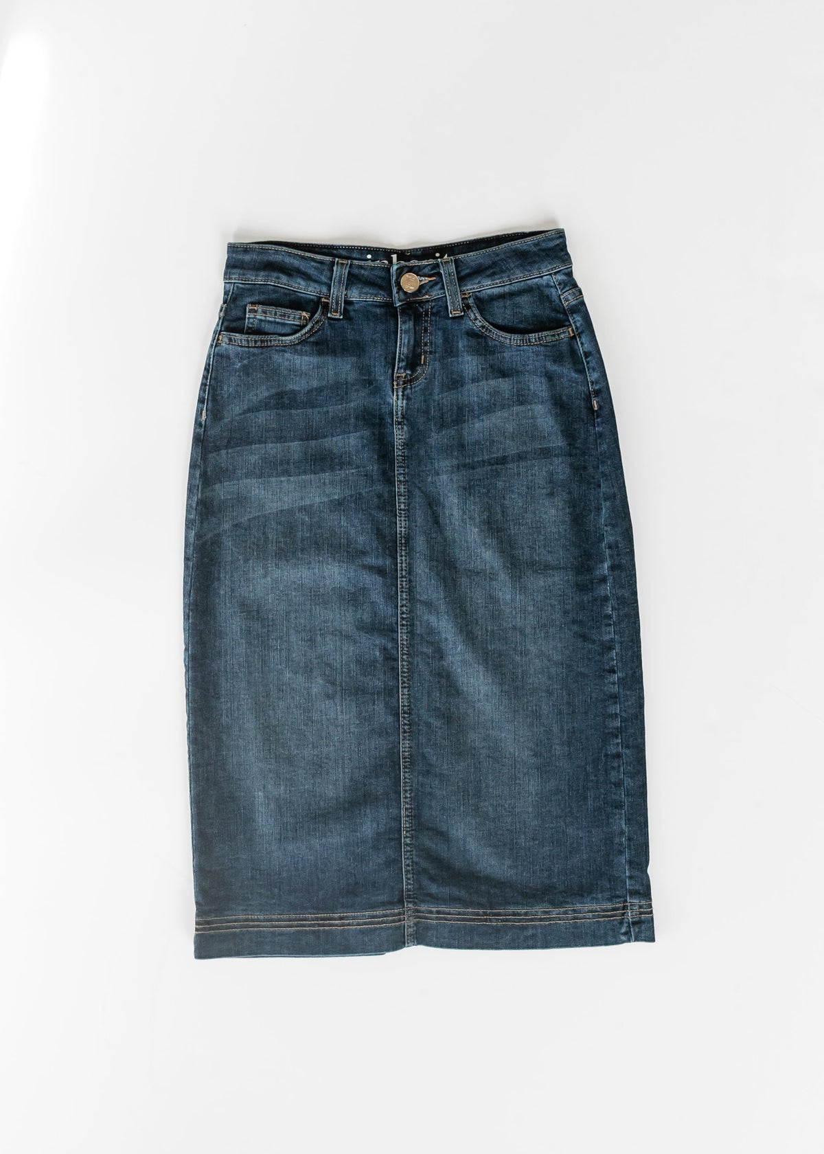 Falda midi vaquera Bryn Dark Wash
