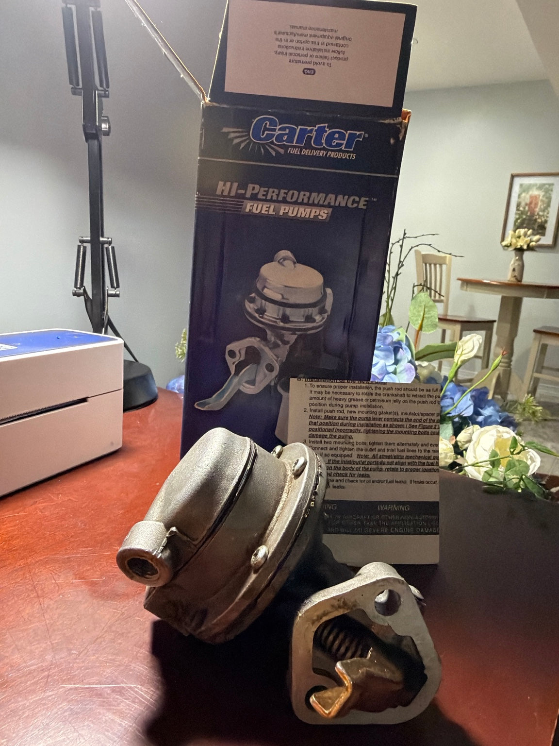 Carter Hi-Performance mechanical fuel pump with original box and instruction sheet