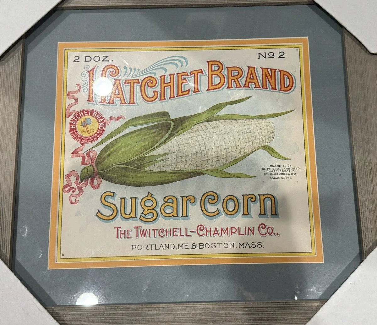 Original photo of Vintage Hatchet Brand Sugar Corn Advertising Picture