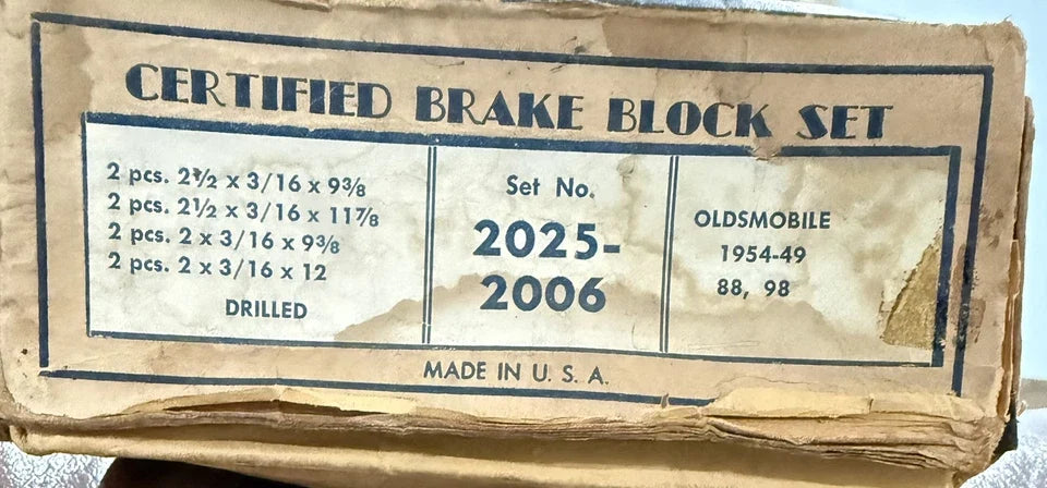 Original photo of Certified Brake Block Set for 1949–1954 Vehicles