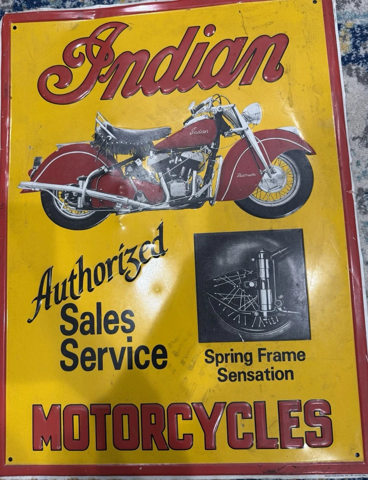 Original photo of Vintage Indian Chief Motorcycle Sales and Service Sign