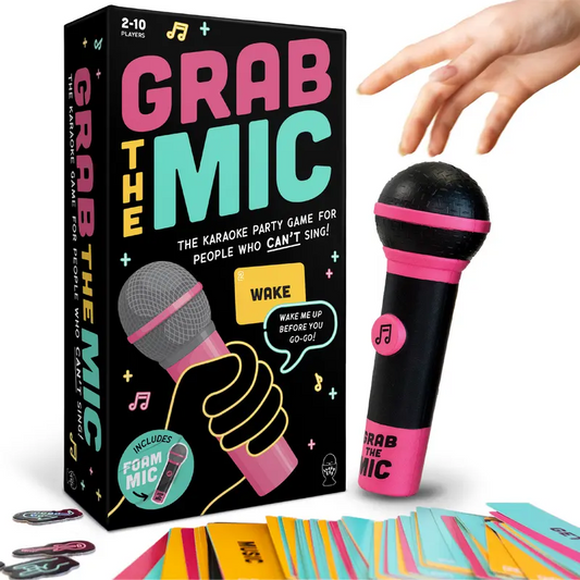 Grab The Mic – Ultimate Karaoke Party Game for Non-Singers | 125 Cards & Foam Mic Fun