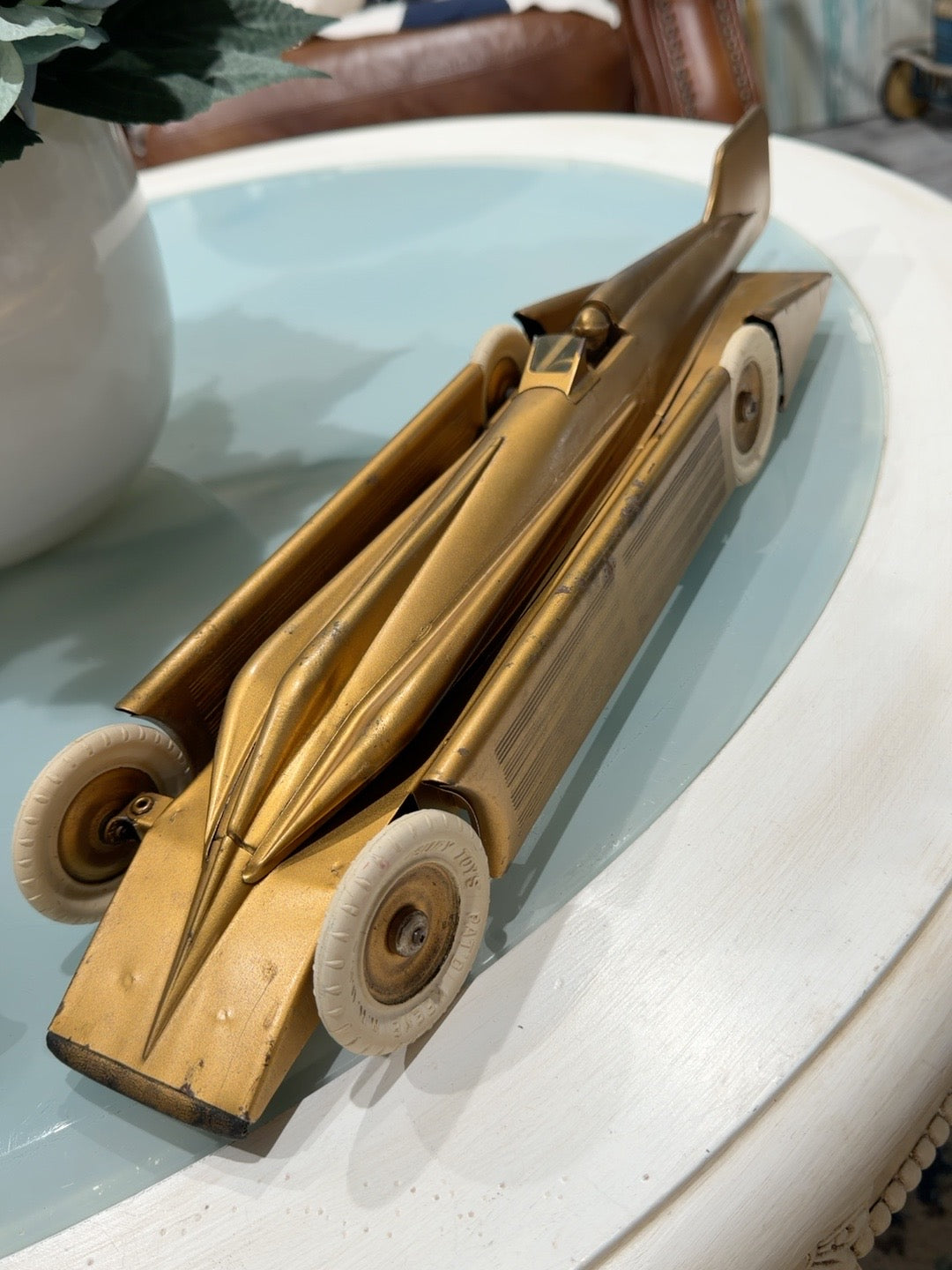Kingsbury Golden Arrow racer gold pressed steel front view