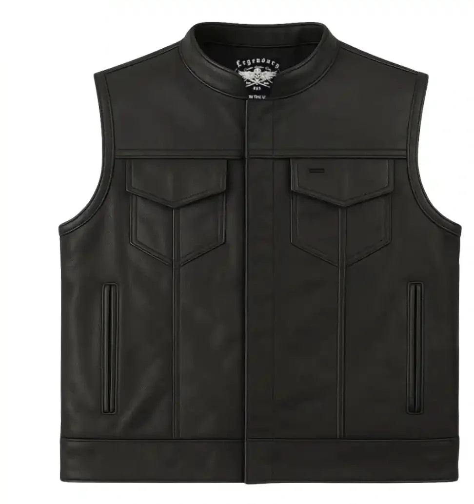 Chaleco de cuero para motociclista Legendary Outlaw para hombre