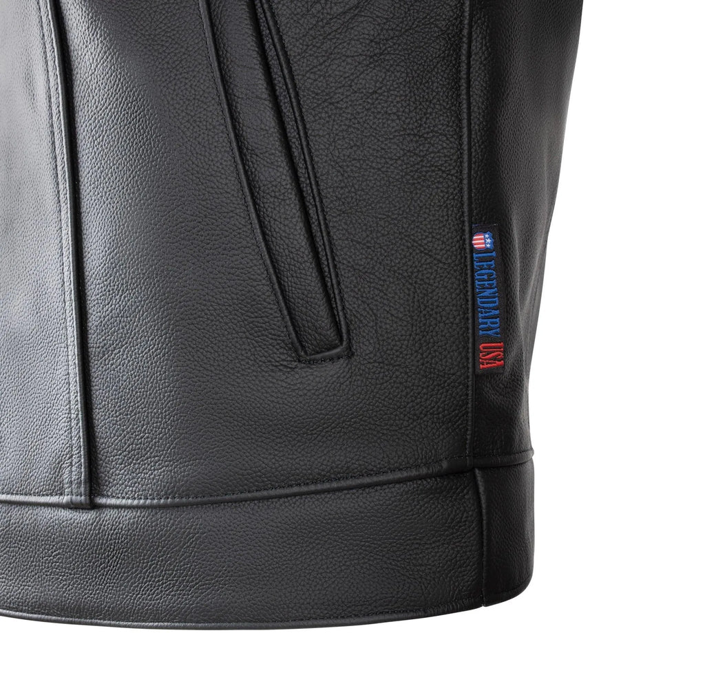 Chaleco de cuero para motociclista Legendary Outlaw para hombre
