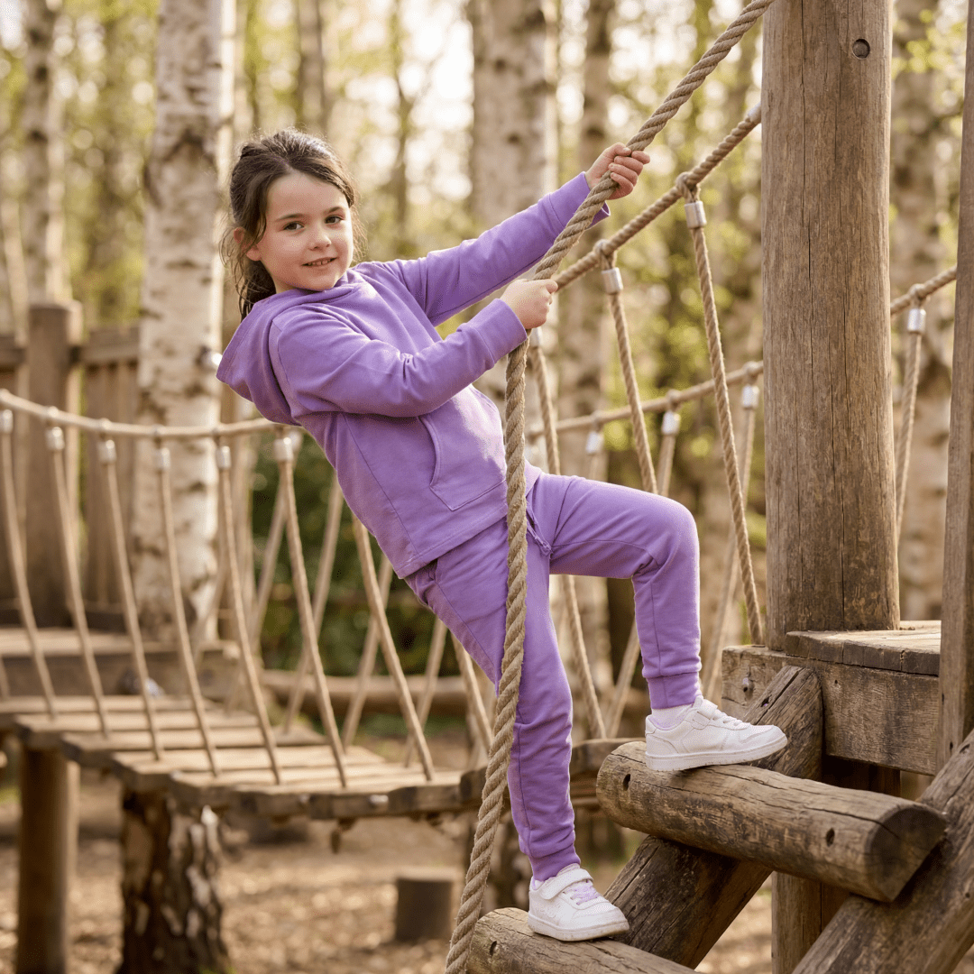 Sweet Bamboo Kids Hooded Jogger Set - Purple Lily