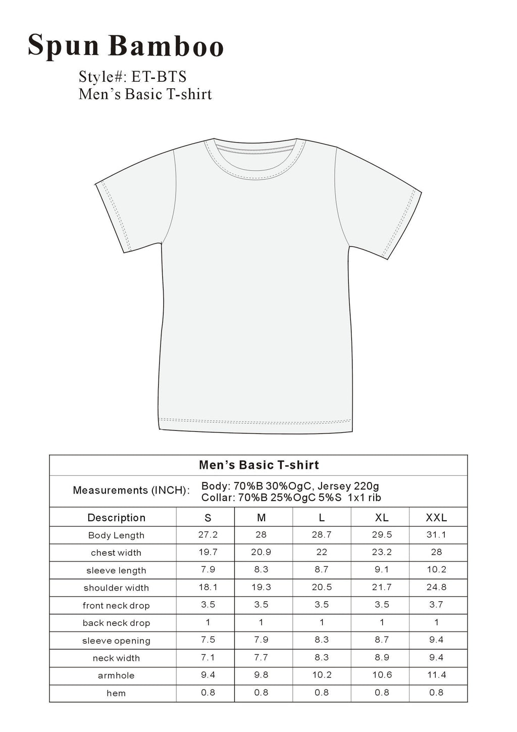 Men's short-sleeved bamboo t-shirt - classic fit