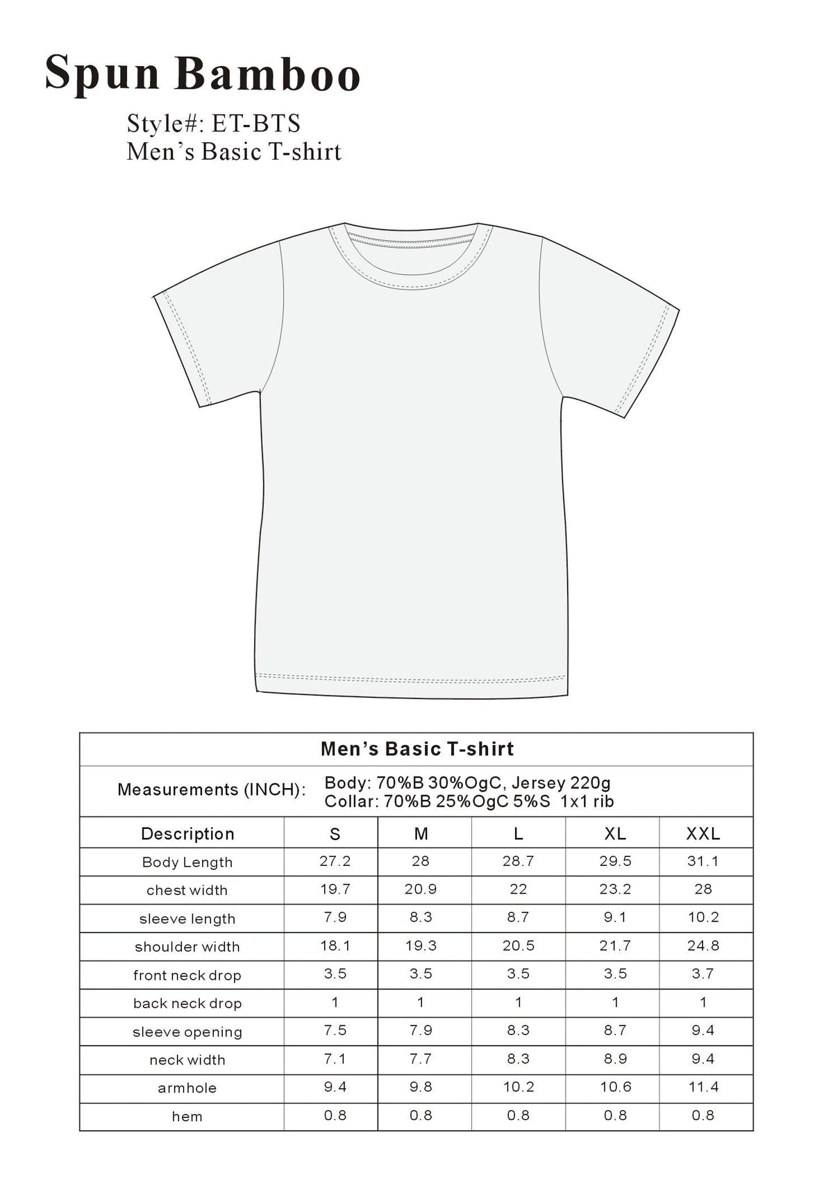Men's short-sleeved bamboo t-shirt - classic fit