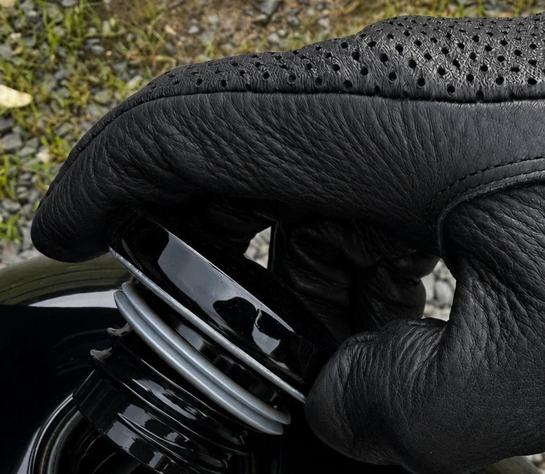 Guantes de piel de ciervo para pantalla táctil, cortos y ventilados
