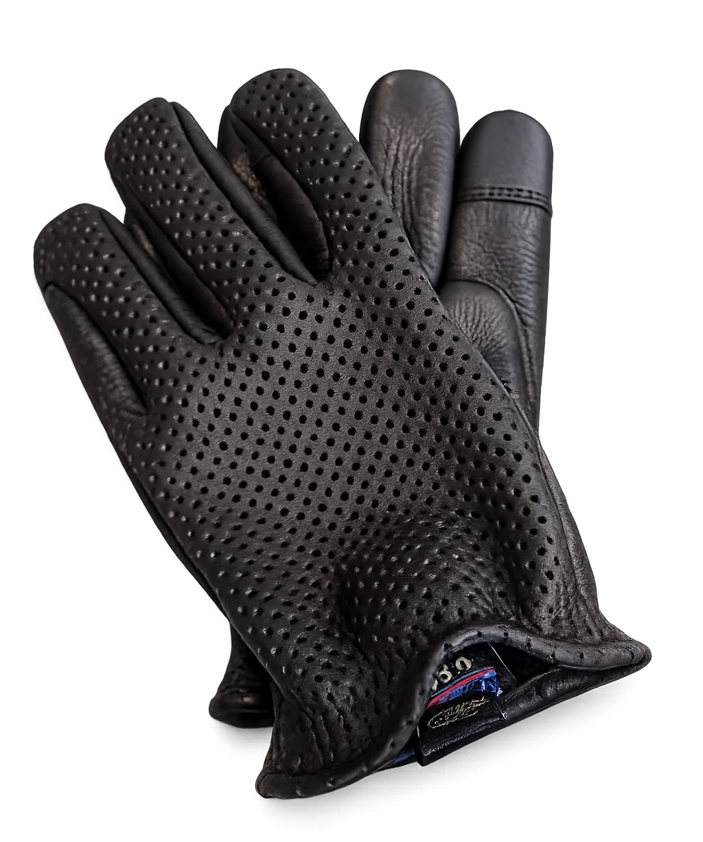 Guantes de piel de ciervo para pantalla táctil, cortos y ventilados